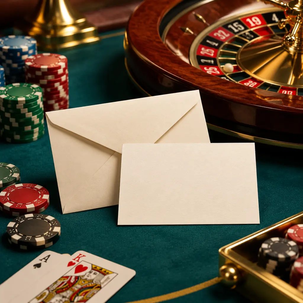 Amplop dan catatan di tepi meja roulette