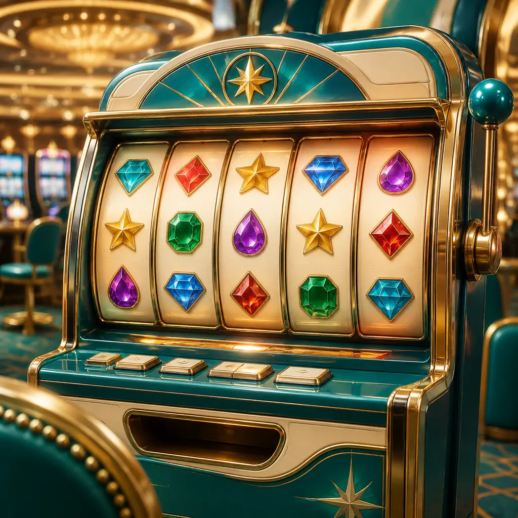 Mesin slot bertema permata berwarna di dalam kasino